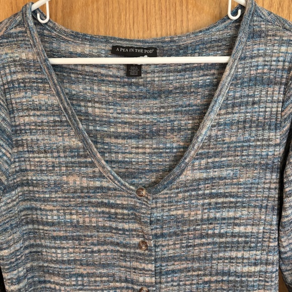 A Pea In The Pod Maternity Sweater Dress Size Large Gray Green - Picture 7 of 11